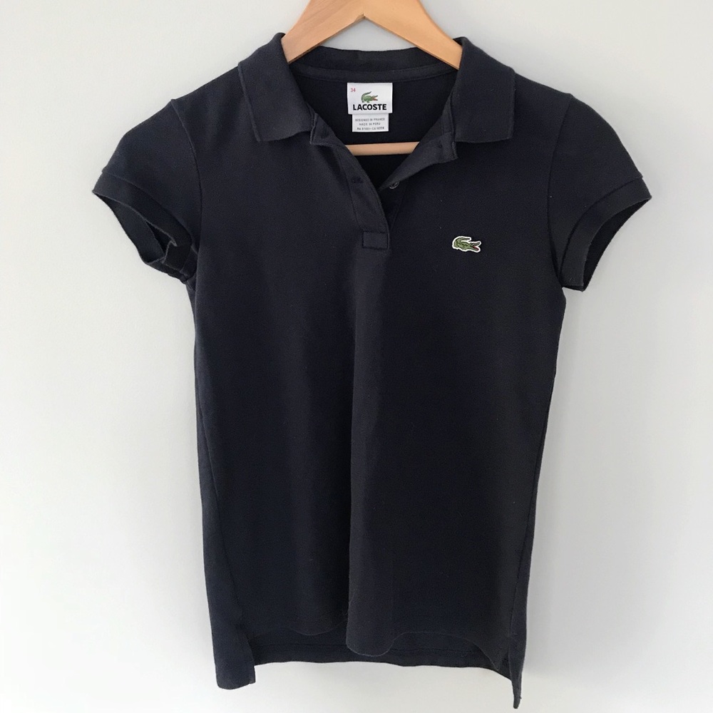 Lacoste Stretch 2 Button Pique Polo Navy Blue . Sz 34